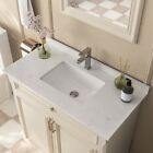 DeerValley 36 in. Ceramic Vanity Top with Sink Only Faucet Holes and Backsplash