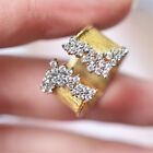 Romantic 18k Yellow Gold Plated Ring Cubic Zircon Wedding Band Jewelry Size 6-10
