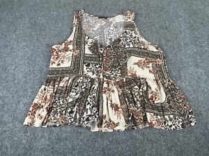 AMERICAN EAGLE Shirt Women's Large Blouse All Over Print Floral Top