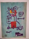 Jean-Michel Basquiat Painting Drawing on Old Paper Signed Stamped