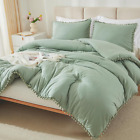 Full Size Comforter Sets Sage Green, 3 Pieces Lightweight Bedding Comforter Sets