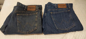 Mens Wrangler Rugged Wear Blue Jeans 34x30, Lot of 2, GentlyUsed, Made in Mexico