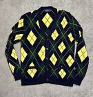 Polo By Ralph Lauren VTG Cardigan Sweater Mens M Cotton Cashmere Argyle Jacket