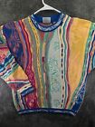 COOGI Australia Sweater XL Pullover Colorful Intricate Knit Cotton Adult Yellow