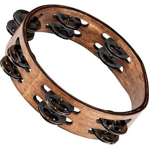 Meinl Compact Wood Tambourine Double Row Stainless Steel Jingles 8