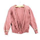 The Village Womens Cardigan Sweater Pink Plus Sz 3X Long Sleeve Wool Blend VTG