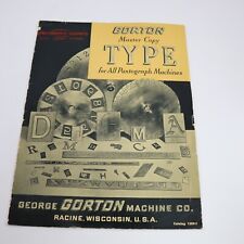 Gorton Machine Co. Master Copy TYPE for all Pantograph Machines