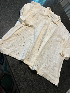 Ladies BLAIR White EYELET 3/4 Sleeve Blouse (XL)