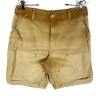 Vintage Carhartt Double Knee Dungaree Canvas Workwear Shorts Size 36x32 Brown