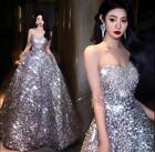 Gorgeous Off Shoulder Shine Sequins Diamante A-line Princess Dresses Prom Gown H