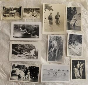 New ListingVintage Black and White Photo Lot of Young Men Women Couples Swimming Summer