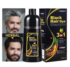Black Hair Dye Shampoo Instant 3 in 1 +100% Grey Coverage