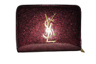 Yves Saint Laurent Patent Small Red Leather Snap Button & Zip Wallet