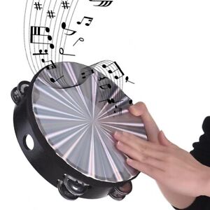 8 inch Musical Tambourine Tamborine Drum Round Percussion Gift for KTV Game I1N6