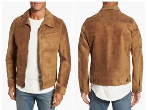 Schott N.Y.C 370 Brown Unlined Rough Out Oiled Cowhide Trucker Jacket Size 2XL