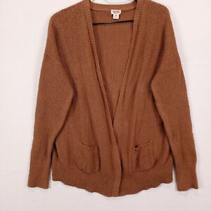 Mossimo Plus 2XL Open Cardigan Sweater Brown Pocket Cotton Blend Long Sleeve