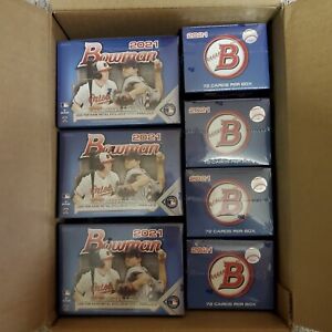 2021 Bowman Baseball Blaster Box - Lot Of 10, Sealed, NEW - Rare Green Parallels