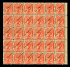 PERU 1917  Pizarro  SURCHARGED  1c on 4c vermilion Sc# 208 large MNH block of 30