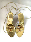 Valerie Stevens women's high heel shoes lace-up with gems gold plated size 7 1/2