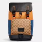 Coach Track Backpack In Colorblock Signature Canvas With Coach Logo