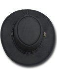 Barmah Hats Foldaway Bronco Leather Hat - Black,1060BL & Sizing Kit, Brand New