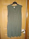 Faded Glory 2x 18/20w Olive Green Button Up Sleeveless Tie Waste Vacay Dress