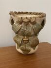 New ListingHandmade Pottery VASE Studio Art Leaf Acorn Design Signed Oak Fall Terrafirma 6”
