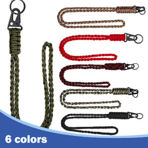 Heavy Duty Braided 550 Paracord Neck Lanyard Keychain for Men Women Outdoor NEW