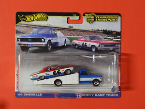 TEAM TRANSPORT 2024 HOT WHEELS CAR CULTURE 1966 CHEVY CHEVELLE & CHEVY RAMP TRUC