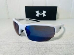 $100 Under Armour UA Blitzing Sport Sunglasses White Blue Mirror Lenses UA0012/S