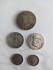 LOT 3 US SILVER COINS- 1922 PEACE DOLLAR- 46 & 62 HALF-1928  & ? NICKELS (#3)