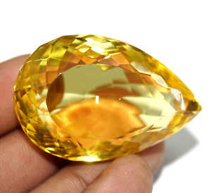 Large Yellow Citrine 181.65 Ct Pear Cut GIE Certified Faceted Loose Gemstone