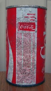 1972 Radio Offer, Coca Cola Tab Top Soda Can, Eugene, OR, 12 oz, Beer, Cone