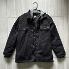 Dickies Hooded Work Jacket Cotton Canvas Full Zip Snap Insulated Size M Black