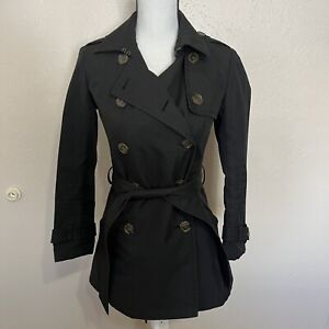Gryphon Timeless Mini Black Double Breasted Trench Coat Womens XS