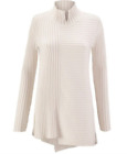 Cabi Small D-Ring pullover ribbed Sweater 3363 Women's Color Cream 100% cotton