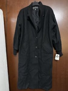 giorgio parnucci 90 % wool blend womens trench black long coat size 12 with tags