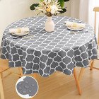 smiry Round Plastic Table Cloth, Waterproof Vinyl Tablecloth with Flannel Backin