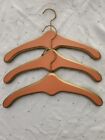3 Vintage 1950's  Wooden Clothes Hangers, Gold and Peach, Sweden