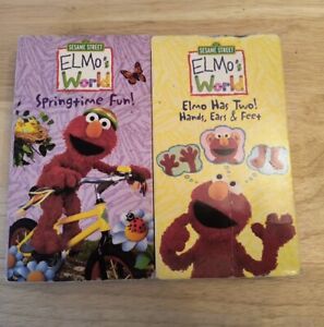 Elmos World Lot 2 VHS - Has Two Hands, Ears Feet (2004) Springtime Fun (2002)