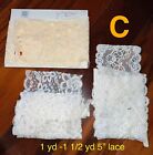 Lot 3 Vintage Wide Laces French Lace Peach White France 3 Yds Craft Bridal