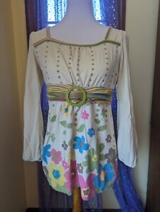 Vintage 90's Y2K Era Girls Limited Too Flower Power Babydoll Shirt Top Size S/M