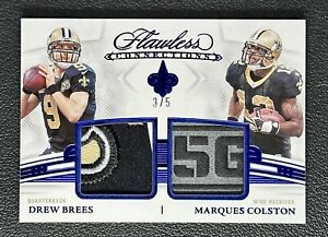 DREW BREES/MARQUES COLSTON 2022 PANINI FLAWLESS DUAL PATCH CARD #3/5
