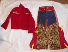 Vintage Cowboy Western Costume Boys Size 12 Red Jacket Pants with Chaps As Is