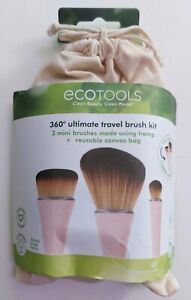 EcoTools 360 Ultimate Travel Brush Kit 3 Mini Hemp Brushes + Reusable Bag #3160