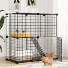 2-Tier Large Cat Cage,Versatile DIY Pet Playpen with Removable Metal Wiring