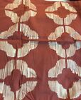 West Elm Duvet Queen Cotton Coral Rust Beige Geometric Modern + 2 Pillowcases
