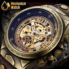 Luxury Men's Automatic Mechanical Wrist Watch Leather Strap Retro Skeleton Style