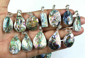 500Pcs Pendant Wholesale Lot Abalone Shell Gemstones 925 Silver Plated WH-18