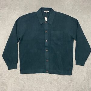 Madwell Sweater Mens L Green Button Collared Shirt Ribbed Grandpa Dad Cardigan